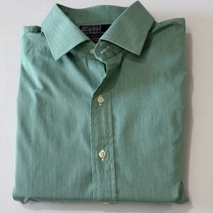 Polo Ralph Lauren Regent Custom Fit Men's Green Striped Dress Shirt Size 17.5